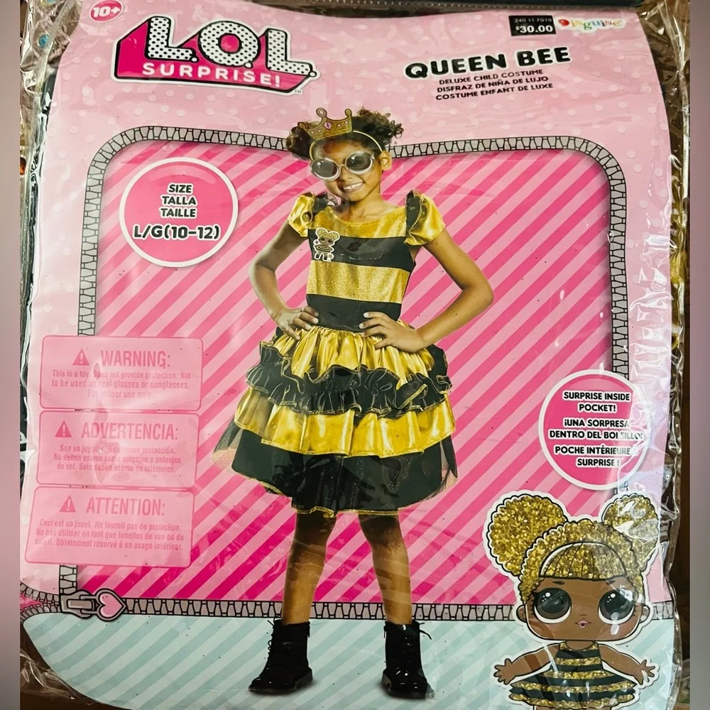 LOL Surprise Deluxe Child Costume Queen Bee Size large (10-12)New